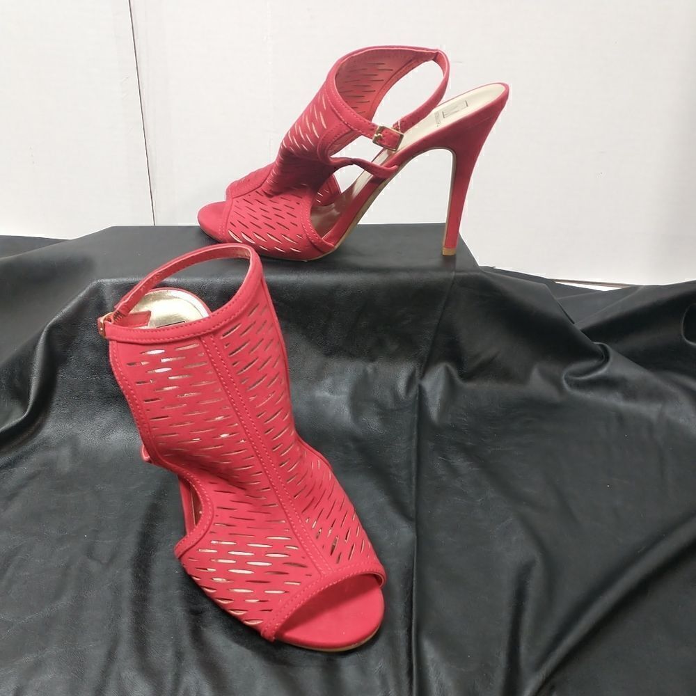 Material Girl Womens SZ 11 M Red Heels Regina Evening Slingback Sandals